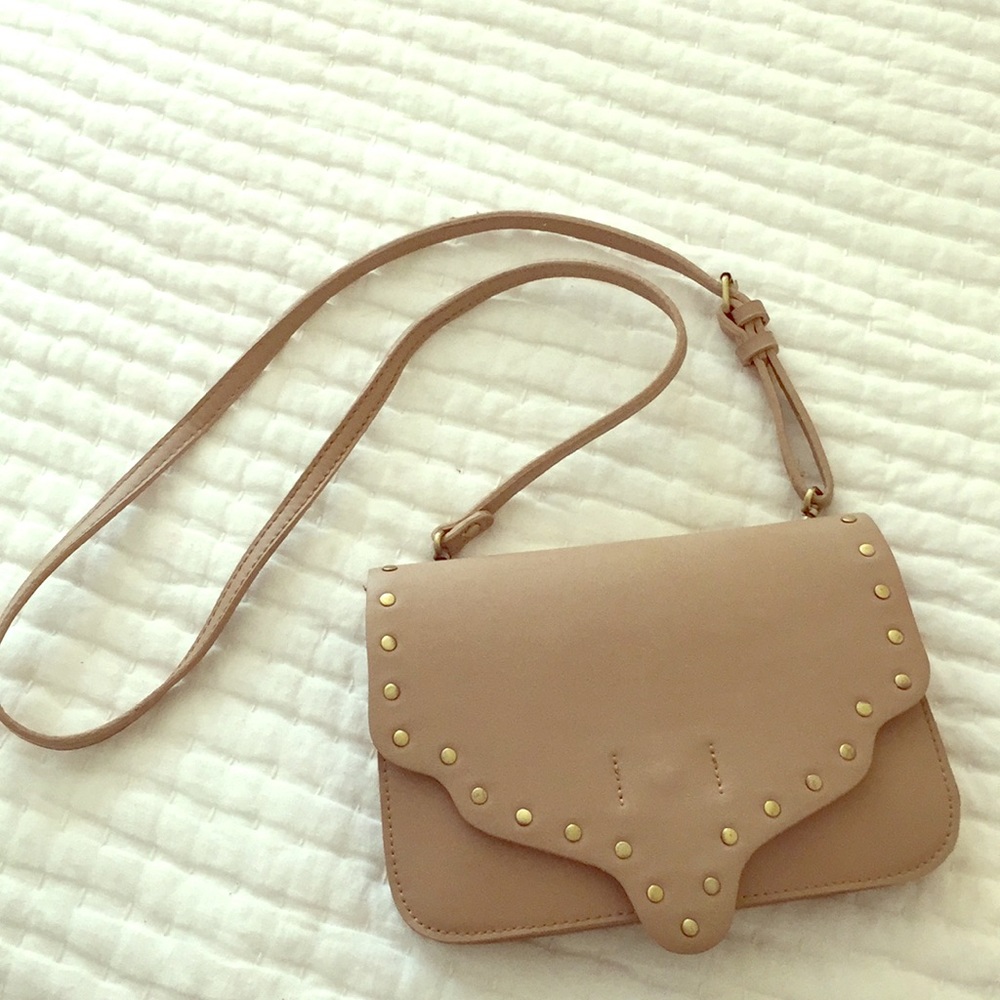 Cross body faux leather studded bag
